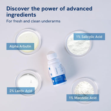 Be Bodywise 4% Aha Bha Underarm Roll On 50ml | 2% Lactic Acid, 1% Mandelic Acid, 1% Salicylic Acid | Controls Odour & Reduces Pigmentation | 0% Alcohol & 0% Aluminium | Aqua Fragrance